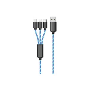 ACV 3in1 LED Kabel blau für Micro-USB & Apple...