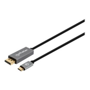 Manhattan USB-C to DisplayPort 1.4 Cable, 8K@60Hz, 3m, Male to Male, Black, Three Year Warranty, Polybag - USB/DisplayPort-Adapter - 24 pin USB-C (M)