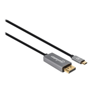 Manhattan USB-C to DisplayPort 1.4 Cable, 8K@60Hz, 3m, Male to Male, Black, Three Year Warranty, Polybag - USB/DisplayPort-Adapter - 24 pin USB-C (M)