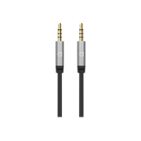 Manhattan Stereo Audio 3.5mm Cable, 2m, Male/Male, Slim Design, Black/Silver, Premium with 24 karat gold plated contacts and pure oxygen-free copper (OFC)