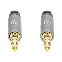 Manhattan Stereo Audio 3.5mm Cable, 2m, Male/Male, Slim Design, Black/Silver, Premium with 24 karat gold plated contacts and pure oxygen-free copper (OFC)