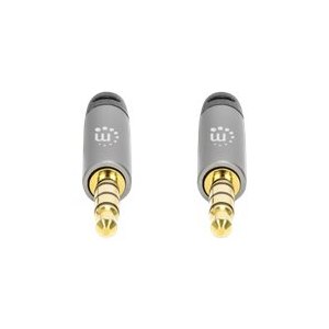 Manhattan Stereo Audio 3.5mm Cable, 3m, Male/Male, Slim Design, Black/Silver, Premium with 24 karat gold plated contacts and pure oxygen-free copper (OFC)