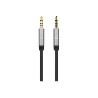 Manhattan Stereo Audio 3.5mm Cable, 5m, Male/Male, Slim Design, Black/Silver, Premium with 24 karat gold plated contacts and pure oxygen-free copper (OFC) wire, Lifetime Warranty, Polybag