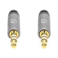 Manhattan Stereo Audio 3.5mm Cable, 5m, Male/Male, Slim Design, Black/Silver, Premium with 24 karat gold plated contacts and pure oxygen-free copper (OFC) wire, Lifetime Warranty, Polybag