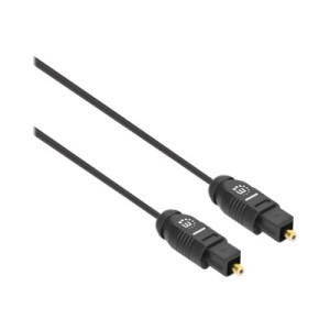 Manhattan Toslink Digital Optical AudioCable, 2m, Male/Male, Toslink S/PDIF, Gold plated contacts, Lifetime Warranty, Polybag