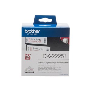Brother DK22251 - Schwarz/Rot auf Weiß - Rolle (6,2...