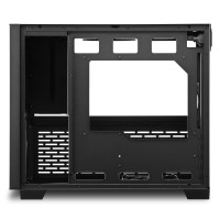 Sharkoon MS-Y1000 - microATX - Seitenteil mit Fenster (gehärtetes Glas) - keine Spannungsversorgung (ATX) - Schwarz - USB/Audio