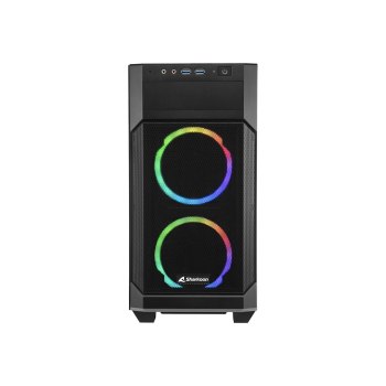 Sharkoon V1000 RGB - microATX - Seitenteil mit Fenster (gehärtetes Glas) - keine Spannungsversorgung - USB/Audio