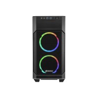 Sharkoon V1000 RGB - microATX - Seitenteil mit Fenster (gehärtetes Glas) - keine Spannungsversorgung - USB/Audio