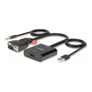 Lindy Adapter - HD-15 (VGA), stereo mini jack, USB (power only) male to mini jack, HDMI female