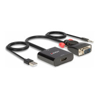 Lindy Videoadapter - HD-15 (VGA), mini-phone stereo 3.5 mm, USB (nur Strom)