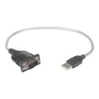 IC Intracom Manhattan USB-A to Serial Converter cable, 45cm, Male to Male, Serial/RS232/COM/DB9, Prolific PL-2303RA Chip, Black/Silver cable, Three Year Warranty, Blister - Kabel USB / seriell - USB (M)