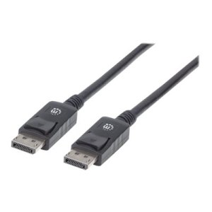 Manhattan DisplayPort 1.2 Cable, 4K@60hz, 3m, Male to Male, Equivalent to Startech DISPL3M, With Latches, Fully Shielded, Black, Lifetime Warranty, Polybag