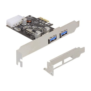 Delock 2x USB 3.0 PCI Express card - PCIe - USB 3.2 Gen 1 (3.1 Gen 1) - 1x Power SATA - Nero - CE - FCC - 5000 Mbit/s