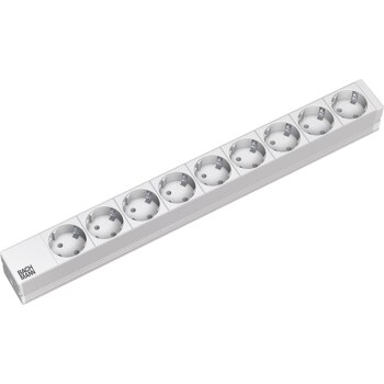 BACHMANN 48,3cm 19Zoll Steckdosenleiste 9fach ohne E/A Schalter Aluminium 333.401