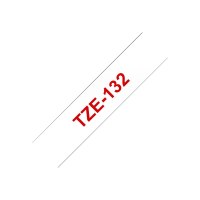 Brother TZe-132 - Red on clear