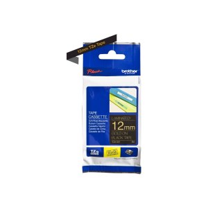 Brother Nastro per etichettatura 12mm - Oro su nero - TZe - Trasferimento termico - Brother - PT-1280HK - PT-1280SN - PT-1280KT - PT-D200HK - PT-1100SN - PT-1100KT - PT-2100VP - PT-2730 - PT-7600,... - 1,2 cm