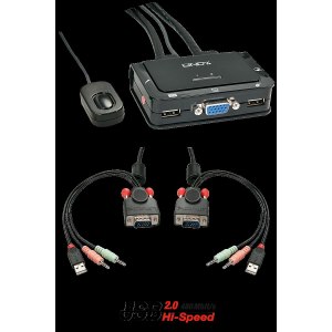 Lindy VGA KVM Switch Compact USB 2.0 Audio 2 Port