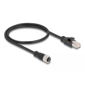Delock Network Cable M12 (4-pin) Female to RJ-45 Male