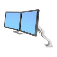 Ergotron HX Desk Dual Monitor Arm - Befestigungskit (Griff, Gelenkarm, Spannbefestigung für Tisch, Tischplattenbohrung, 2 Drehgelenke, Befestigungsteile, Scharnier, Verlängerungsteil)