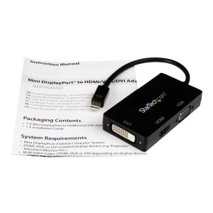 StarTech.com Adattatore Mini DisplayPort da viaggio VGA/DVI/HDMI - Convertitore mDP 3 in 1 - 0,15 m - Mini DisplayPort - DVI-D + VGA (D-Sub) + HDMI - Maschio - Femmina - Dritto