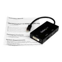 StarTech.com Adattatore Mini DisplayPort da viaggio VGA/DVI/HDMI - Convertitore mDP 3 in 1 - 0,15 m - Mini DisplayPort - DVI-D + VGA (D-Sub) + HDMI - Maschio - Femmina - Dritto