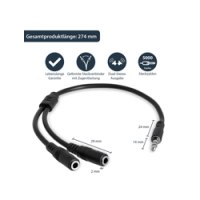 StarTech.com Cavo splitter stereo slim - Maschio 3,5 mm a 2 femmina 3,5 mm - 3.5mm - Maschio - 2x3.5mm - Femmina - 0,2 m - Nero