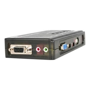 StarTech.com 4 Port Black USB KVM Switch Kit with Cables and Audio