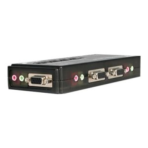 StarTech.com 4 Port Black USB KVM Switch Kit with Cables and Audio