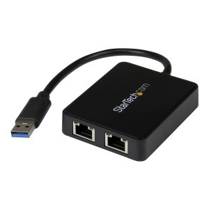 StarTech.com USB 3.0 to Dual Port Gigabit Ethernet Adapter w/ USB Port