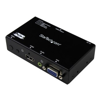 StarTech.com Switch Commutatore 2x1 HDMI + VGA a HDMI - Switch Convertitore HDMI / VGA a HDMI con commutazione prioritaria - 1080p - HDMI/VGA - Nero - 1920 x 1080 (HD 1080),1920 x 1200 (WUXGA) - 1080p - 1290 x 1200 Pixel - 7.1 canali