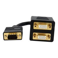 StarTech.com Cavo Sdoppiatore VGA a 2 uscite VGA - Cavo Y splitter VGA a doppia uscita VGA - M/F da 30 cm - 0,3 m - VGA (D-Sub) - 2 x VGA (D-Sub) - Maschio - Femmina - Nero