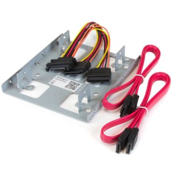 StarTech.com Dual 2,5 SATA Festplatten auf 3,5 Einbauschacht Halterung - 2-fach HDD/SSD Halterung mit SATA Strom- und Datenkabel - Laufwerksschachtadapter - 3,5" auf 2,5" (8.9 cm to 6.4 cm)