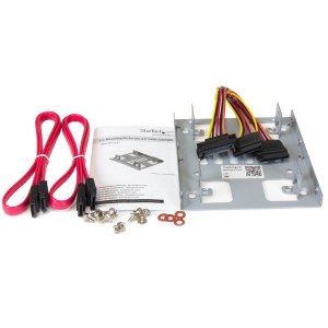 StarTech.com Dual 2,5 SATA Festplatten auf 3,5 Einbauschacht Halterung - 2-fach HDD/SSD Halterung mit SATA Strom- und Datenkabel - Laufwerksschachtadapter - 3,5" auf 2,5" (8.9 cm to 6.4 cm)