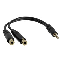 StarTech.com Cavo splitter stereo 15 cm - 3,5 mm maschio a 2 connettori femmina 3,5 mm - 3.5mm - Maschio - 2 x 3.5mm - Femmina - 0,15 m - Nero