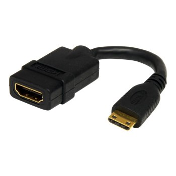 StarTech.com 5in Mini HDMI to HDMI Adapter, 4K High Speed HDMI Adapter, 4K 30Hz Ultra HD High Speed HDMI Adapter, HDMI 1.4, Gold Plated Connectors, UHD Mini HDMI Adapter 4K, Black