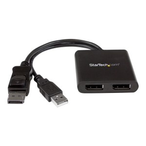 StarTech.com 2-Port Multi Monitor Adapter, DisplayPort 1.2 MST Hub to Dual 4K 30Hz or 1080p, USB Bus Powered, Video Splitter for Extended Desktop Mode on Windows PCs, DP to 2x DP MST Hub