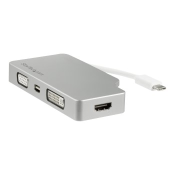 StarTech.com Aluminium Reise A/V Adapter 4-in-1 USB-C auf VGA, DVI, HDMI oder mDP - USB Type-C Adapter - 4K - Videoschnittstellen-Converter - USB-C (M)