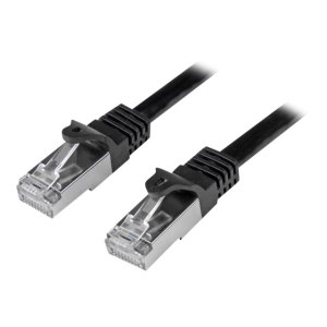 StarTech.com 50cm CAT6 Ethernet Cable, 10 Gigabit Shielded Snagless RJ45 100W PoE Patch Cord, CAT 6 10GbE SFTP Network Cable w/Strain Relief, Black, Fluke Tested/Wiring is UL Certified/TIA