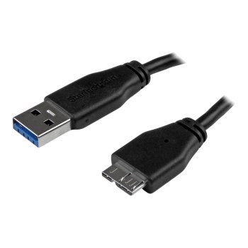 StarTech.com 50cm schlankes SuperSpeed USB 3.0 A auf Micro B Kabel - St/St - USB 3.0 Anschlusskabel - Schwarz - USB-Kabel - Micro-USB Type B (M)