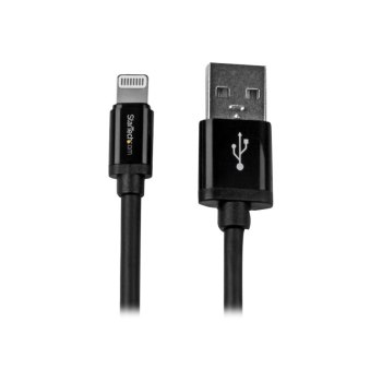 StarTech.com 2m (6ft) Long Black Apple® 8-pin Lightning Connector to USB Cable for iPhone / iPod / iPad