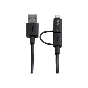 StarTech.com 1m Apple Lightning oder Micro USB auf USB Kabel - iPhone iPad iPod Lade- und Sync-Kabel - Schwarz - Lade-/Datenkabel - USB (M)