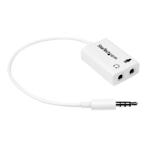 StarTech.com Adattatore auricolare / cuffie da 4 posizioni da 3,5 mm a 2 da 3 posizioni da 3,5 mm M/F - bianco - Bianco - 3.5mm - 2 x 3.5mm - Maschio - Femmina - Cloruro di polivinile (PVC)