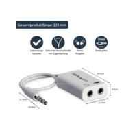 StarTech.com Adattatore auricolare / cuffie da 4 posizioni da 3,5 mm a 2 da 3 posizioni da 3,5 mm M/F - bianco - Bianco - 3.5mm - 2 x 3.5mm - Maschio - Femmina - Cloruro di polivinile (PVC)