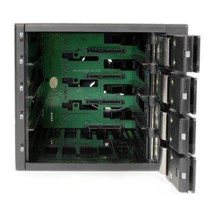 StarTech.com Sistema Backplane mobile per rack hot-swap portatili a 4 bay alloggiamenti per HDD SAS II / SATA III 3,5" - 6 Gbps - 1 ventola(e) - 7 cm - 6 Gbit/s - Attività - Potenza - Nero - Alluminio