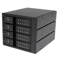 StarTech.com Sistema Backplane mobile per rack hot-swap portatili a 4 bay alloggiamenti per HDD SAS II / SATA III 3,5" - 6 Gbps - 1 ventola(e) - 7 cm - 6 Gbit/s - Attività - Potenza - Nero - Alluminio