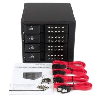 StarTech.com Sistema Backplane mobile per rack hot-swap portatili a 4 bay alloggiamenti per HDD SAS II / SATA III 3,5" - 6 Gbps - 1 ventola(e) - 7 cm - 6 Gbit/s - Attività - Potenza - Nero - Alluminio