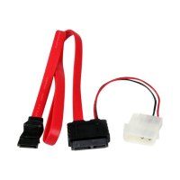 StarTech.com SATA Slimline Kabel mit Molex Stecker - S-ATA all-in-one Anschlusskabel - 1 x Slimline SATA 1 x LP4 1 x SATA - 50cm - SATA-Kabel - Serial ATA 150/300/600 - Slimline SATA (W)