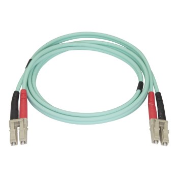 StarTech.com Aqua OM4 Duplex Multimode Fiber - 1m / 3 ft - 100 Gb - 50/125 - OM4 Fiber - LC to LC Fiber Patch Cable (450FBLCLC1)