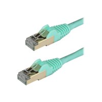 StarTech.com 2m CAT6A Ethernet Cable, 10 Gigabit Shielded Snagless RJ45 100W PoE Patch Cord, CAT 6A 10GbE STP Network Cable w/Strain Relief, Aqua, Fluke Tested/UL Certified Wiring/TIA